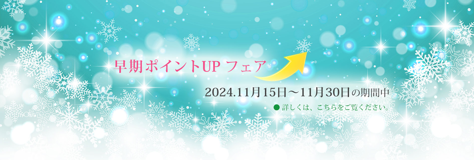 早期ポイントUPフェア♪　2024年11月15日～11月30日まで