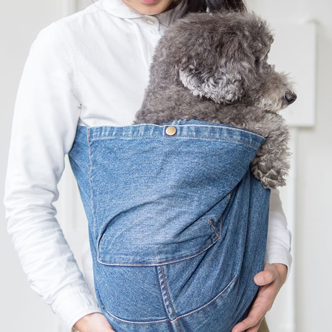 1-15kg対応の犬用抱っこ紐(小型犬・中型犬)グレーデニムチェック｜日本 