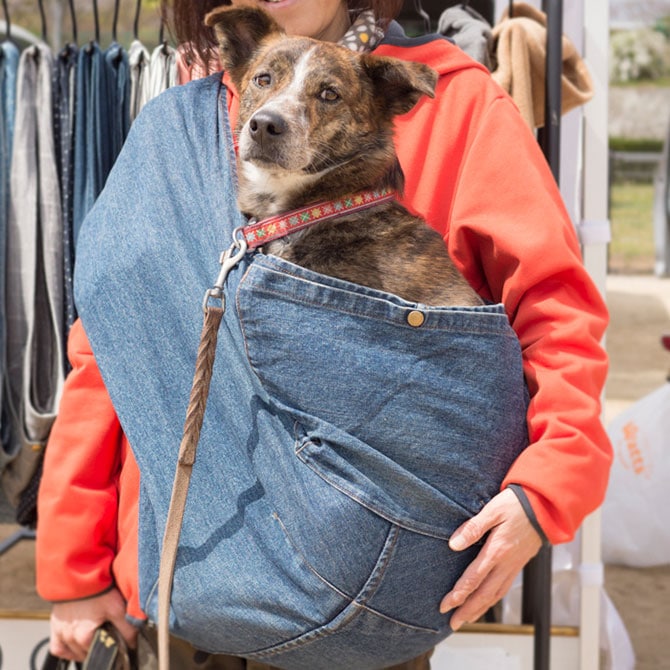 岡山デニムで作った 犬用抱っこ紐はこちら ドッグスリング専門店