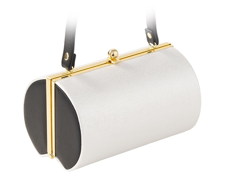 草履バッグセット 織生地 つづれ風無地 黒/銀 厚底L寸 中国製 | 大人