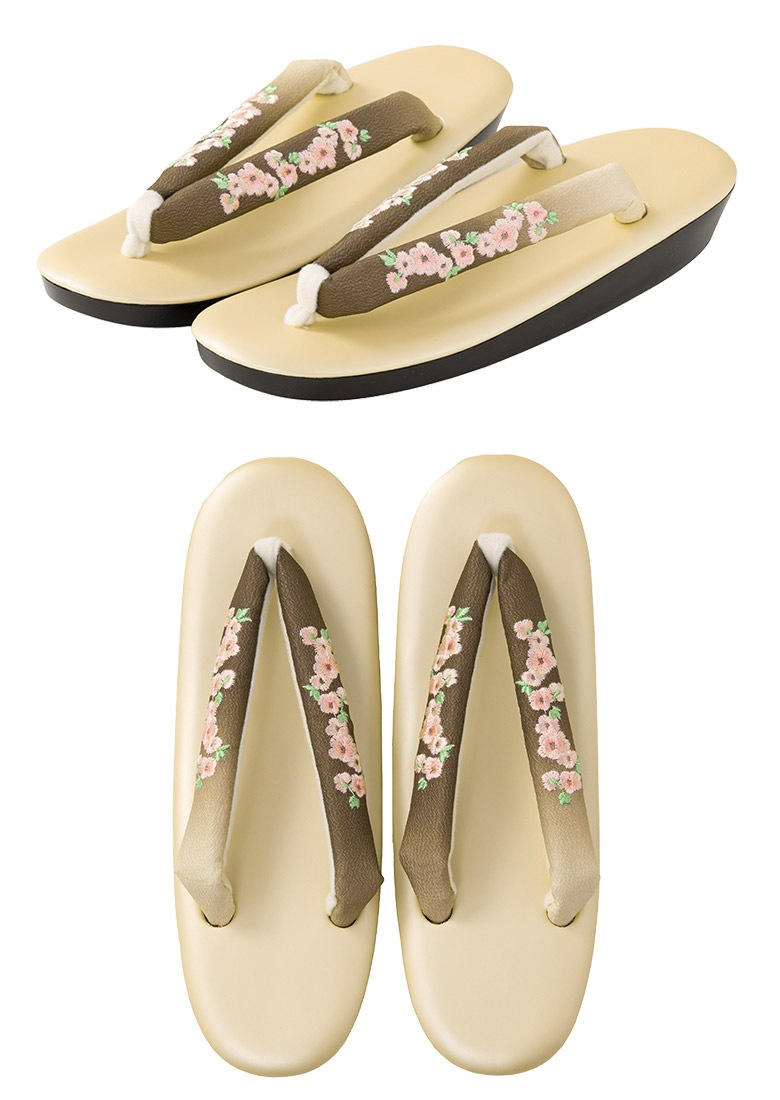 草履単品 ウレタン 金/ベージュ刺繍 難物 中国製 | 大人和装,婦人和装