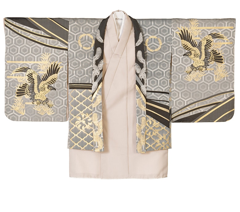 男の子着物羽織 グレー亀甲 鷹 難物 中国製 | 子供和装,男の子着物・袴