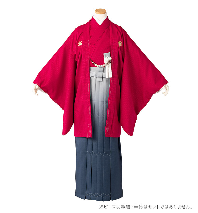 ジュニア男羽織袴セット ポリ エンジ 13才 85cm 中国製 | ジュニア和装