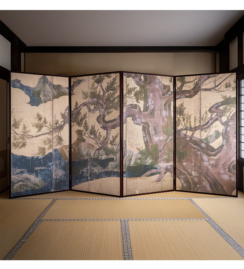 ２曲屏風　オリジナル製作品　織物地　和物　屏風　和雑貨 屏風 鑑賞屏風 インテリア モダン 伝統工芸品 アイディ・タナカ