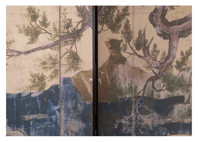 屏風 狩野永徳/檜図屏風 二曲一双 高さ185cm×幅約300cm FU