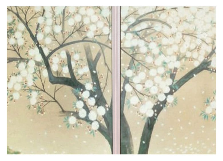 屏風 小林古径/清姫 入相桜 二曲一双 高さ185cm×幅約300cm FU