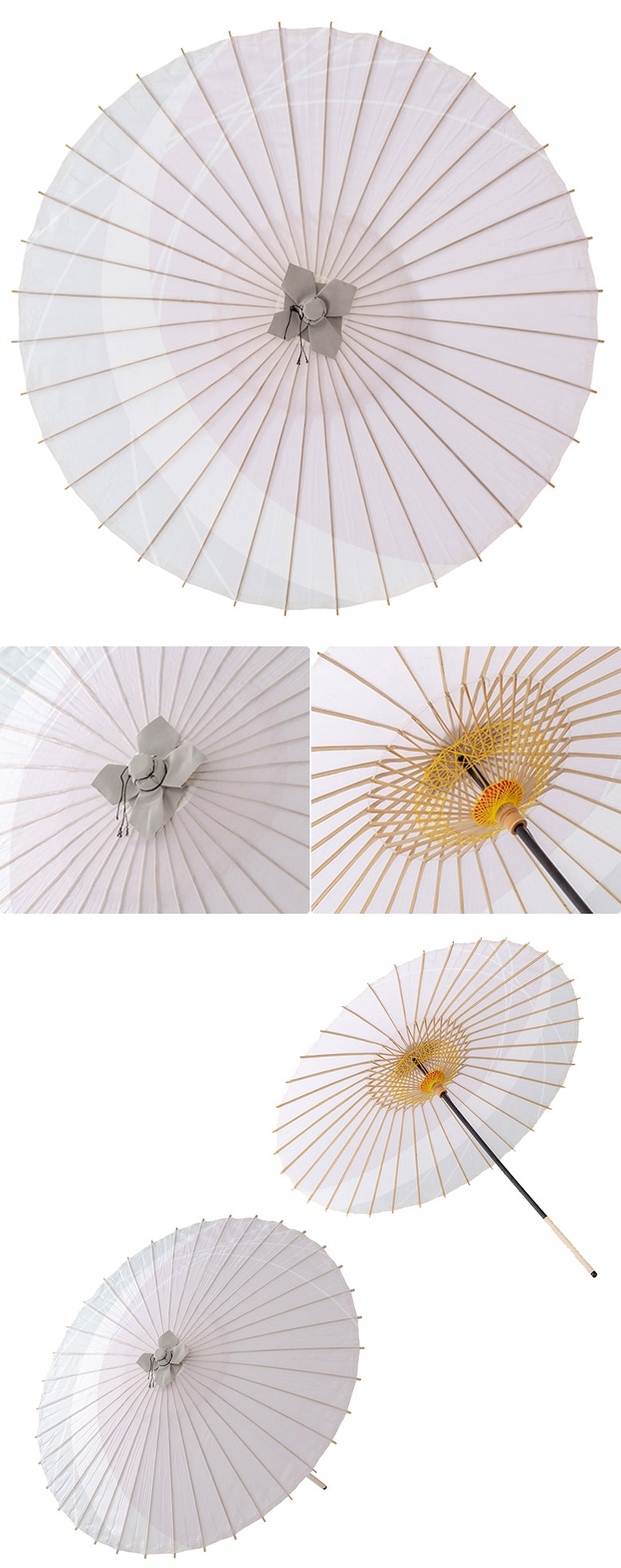 布和傘 ポリ くすみ 月奴に白線流し 直径86×85cm 継ぎ金具有 中国製