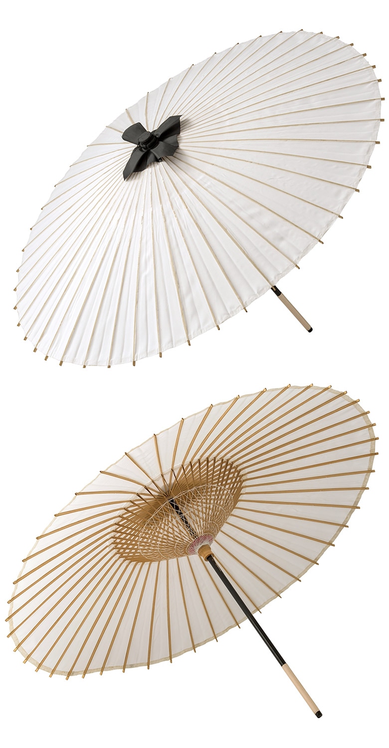 と*も様 ハトリーズ　スペシャル　お化け　から傘　ホワイト 撥水布和傘 ポリ 白 無地 直径105×75cm 継ぎ金具無し 中国製 | 撮影