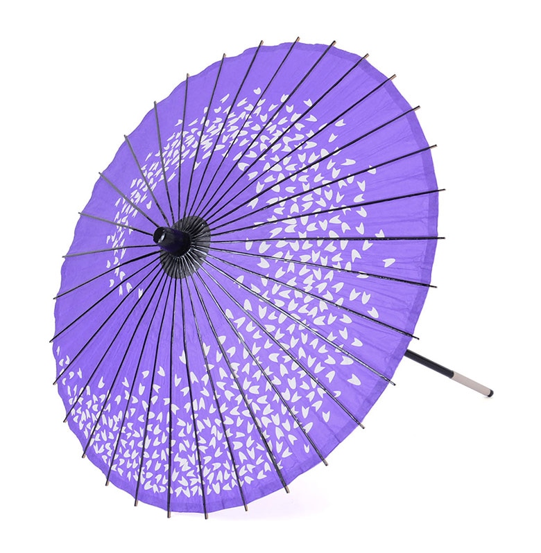 紙傘 紫 桜渦 持ち手一体　直径64×65cm　持ち手一体 中国製-加藤商店ネットショップ E-shop kato
