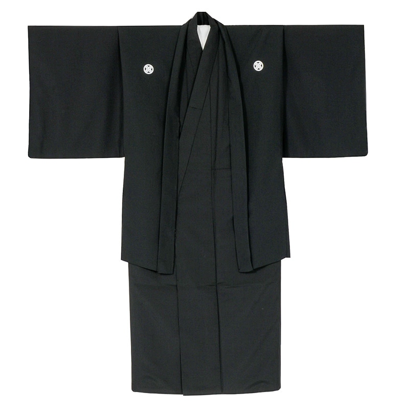 殿方黒紋付 ポリ 着物羽織セット 国産生地 萬印 | 大人和装,殿方着物