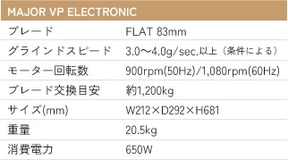 MAJOR V ELECTRONIC 仕様詳細