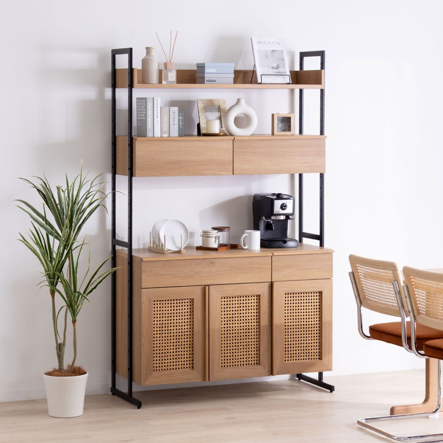 幅110］ リシュ ｜ オープン収納 食器棚 キャビネット