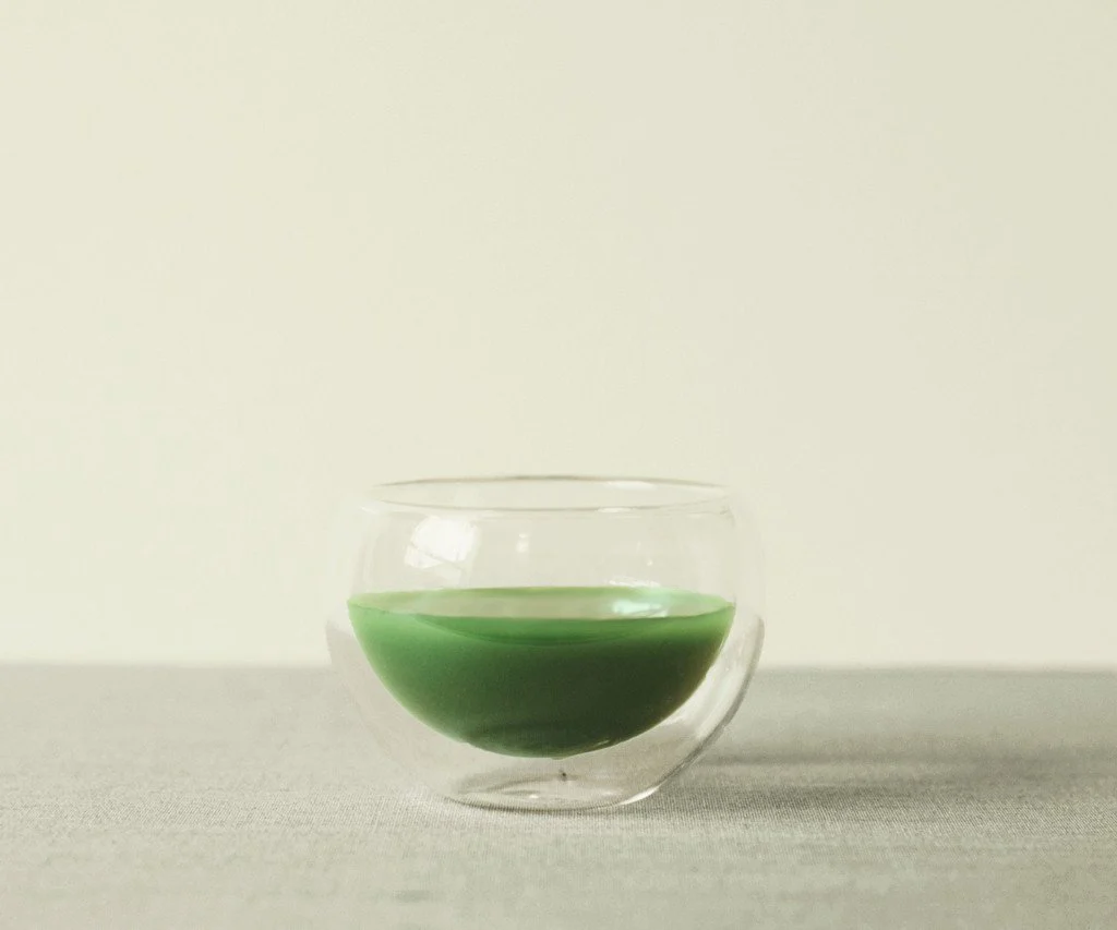 Cloud Glass Chawanに入れた抹茶