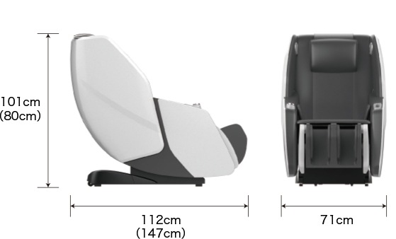 幅71cm、奥行き112cm(147cm)、高さ101cm(80cm)