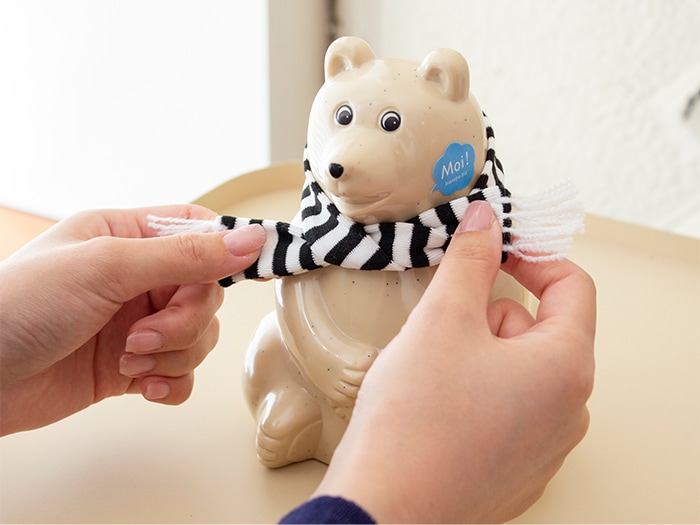 しろくま貯金箱 2026 マフラー付き 黒×白ボーダー 限定 シロクマ貯金箱 北欧 フィンランド  Polar Bear Money Box