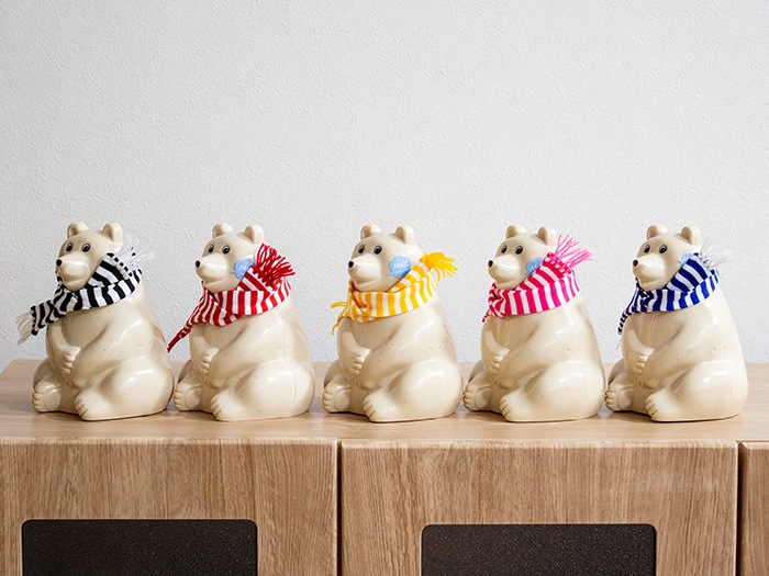 しろくま貯金箱 2026 マフラー付き 黒×白ボーダー 限定 シロクマ貯金箱 北欧 フィンランド  Polar Bear Money Box