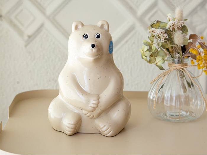 しろくま貯金箱 2026 マフラー付き 黒×白ボーダー 限定 シロクマ貯金箱 北欧 フィンランド  Polar Bear Money Box
