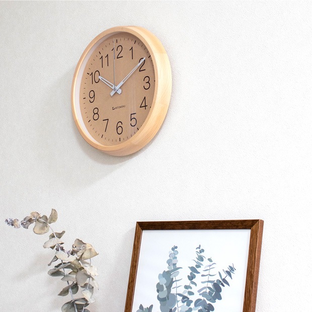 KATOMOKU muku round wall clock 2 ナチュラル 電波時計 スイープムーブメント(連続秒針)