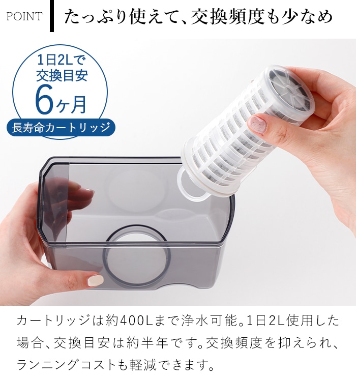 ポット型浄水器 Miz-U ミズユー PFOS・PFOA除去対応 浄水ポット スリム 冷蔵庫ポケット対応 備長炭フィルター