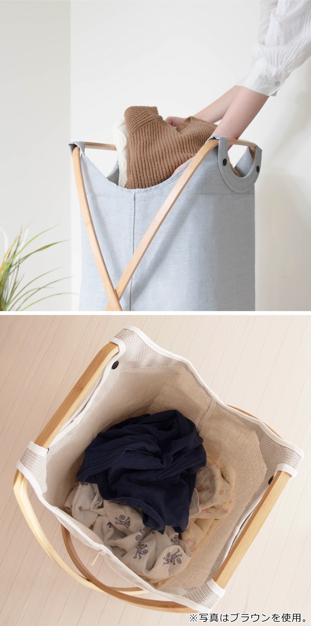 GUDEE ランドリーバスケット 折りたたみ 洗濯かご 大容量 100L 竹 バンブー 布 BUTTERFLY II