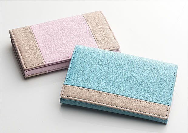 名刺入れ レディース 本革 バイカラー イタリアンレザー サイドライン 11colors corale