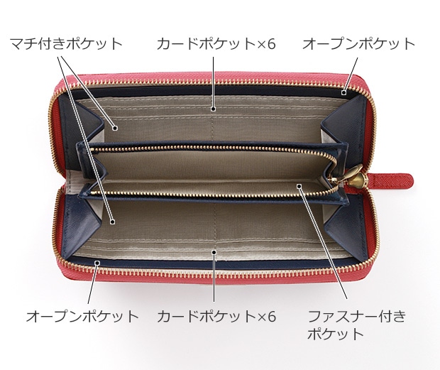 ラウンド長財布 レディース 革 本革 バイカラー プリズムレザー ロングウォレット シンプル おしゃれ 女性用 11colors corale