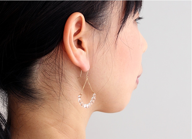 ハリオ ピアス アール K10 Water Drops 雫 ガラス製 HARIO Lampwork Factory 手作り 日本製 10金