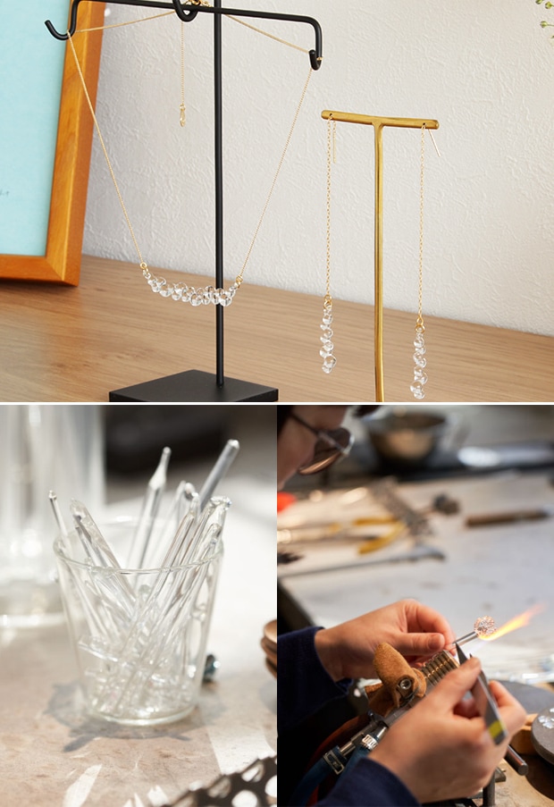 ハリオ ネックレス グロス Water Drops 雫 ガラス製 HARIO Lampwork Factory 手作り 日本製