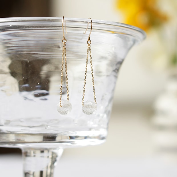 ハリオ ピアス フィズ K10 丸型 ガラス製 HARIO Lampwork Factory 手作り 日本製 10金