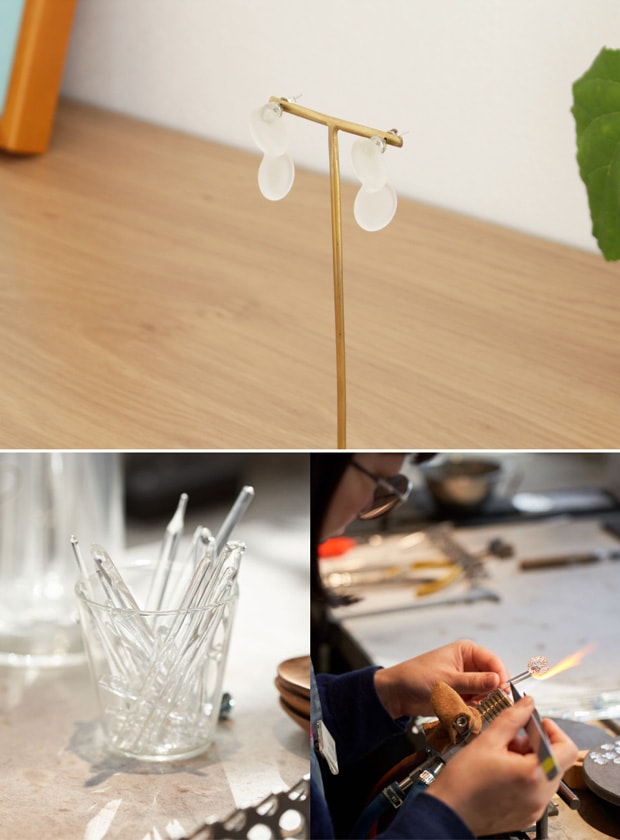 ハリオ バーズワーズ ピアス ポイント ガラス製 HARIO Lampwork Factory 手作り 日本製 BIRDS’WORDS