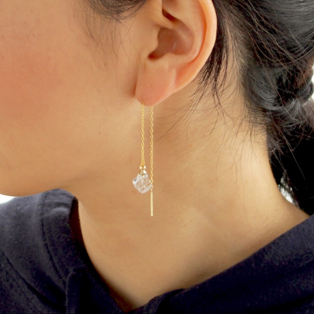 ハリオ ピアス メルティーキューブ Abstract ゆれる ガラス製 HARIO Lampwork Factory 手作り 日本製