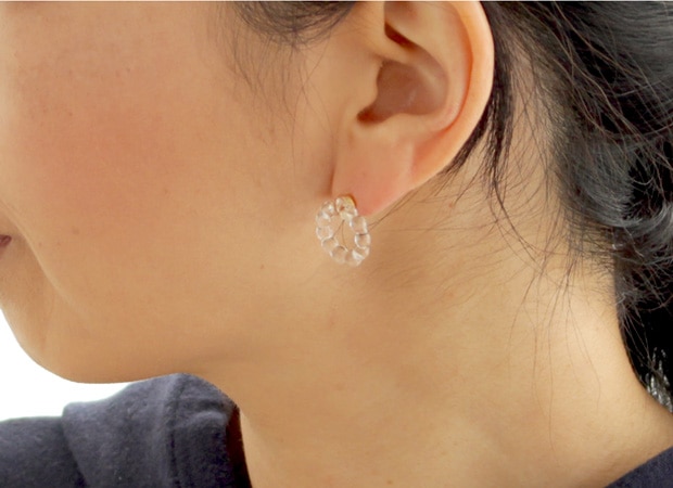 ハリオ ピアス スモールサークル Water Drops 雫 輪 ガラス製 HARIO Lampwork Factory 手作り 日本製 小ぶり