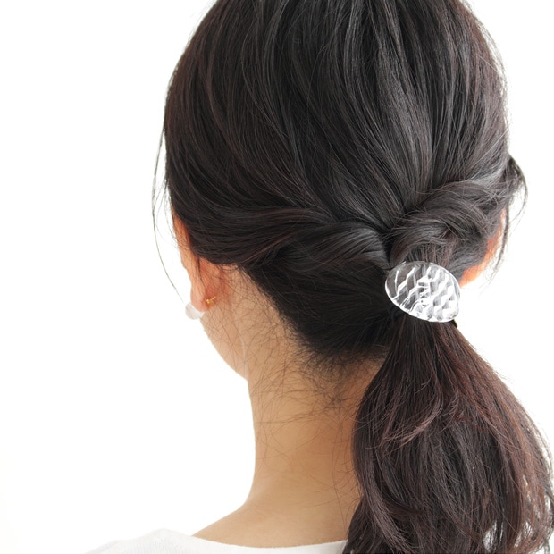 ハリオ ヘアゴム コウシモヨウ 楕円 ガラス製 HARIO Lampwork Factory 手作り 日本製 ヘアアクセサリー 大人っぽい レディース