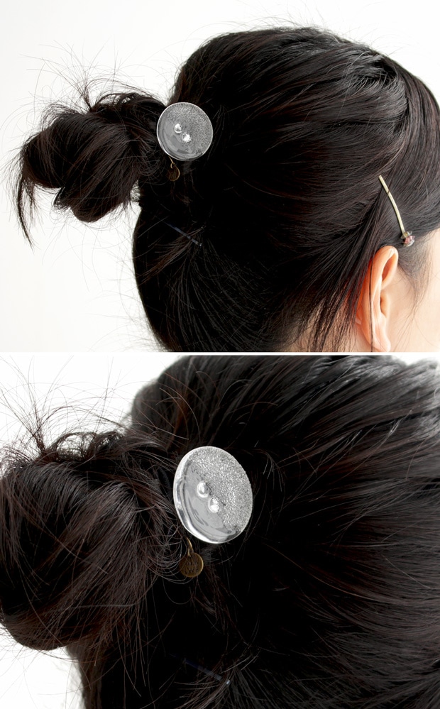 ハリオ ヘアゴム ミスト 円形 丸型 ガラス製 HARIO Lampwork Factory 手作り 日本製 ヘアアクセサリー 大人っぽい レディース