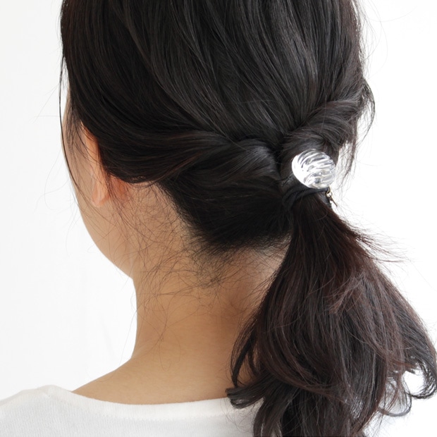 ハリオ ヘアゴム ウェーブビーズ 円形 丸型 ガラス製 HARIO Lampwork Factory 手作り 日本製 ヘアアクセサリー 大人っぽい レディース