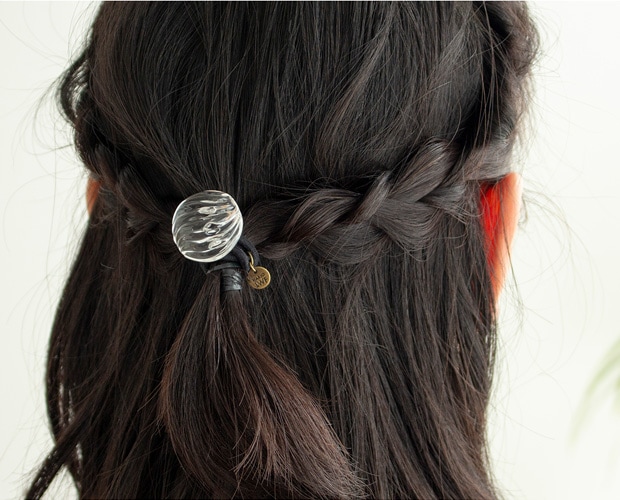 ハリオ ヘアゴム ウェーブビーズ 円形 丸型 ガラス製 HARIO Lampwork Factory 手作り 日本製 ヘアアクセサリー 大人っぽい レディース