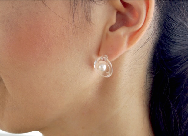 ハリオ ピアス フープパール K10 あこや真珠 ガラス製 HARIO Lampwork Factory 手作り 日本製 10金