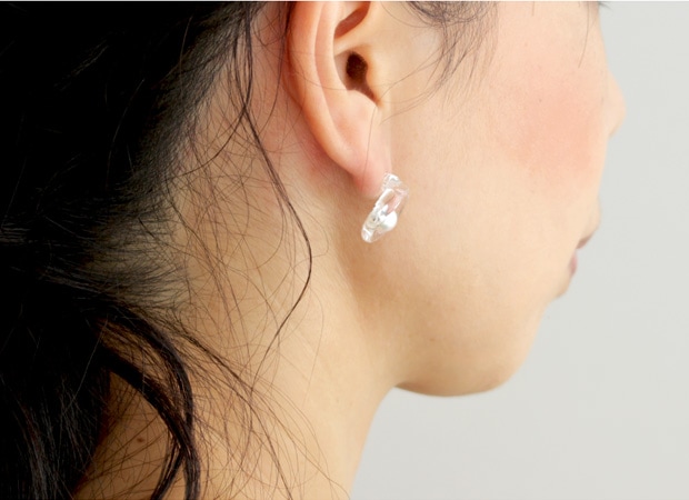 ハリオ ピアス フープパール K10 あこや真珠 ガラス製 HARIO Lampwork Factory 手作り 日本製 10金