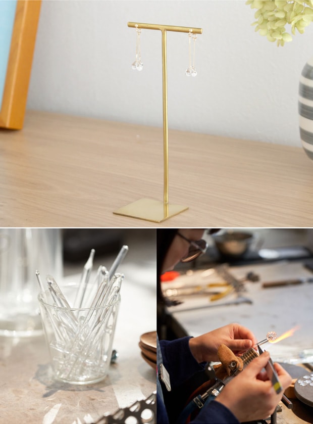 ハリオ ピアス リトルティアーズ K10 Water Drops ガラス製 HARIO Lampwork Factory 手作り 日本製 10金