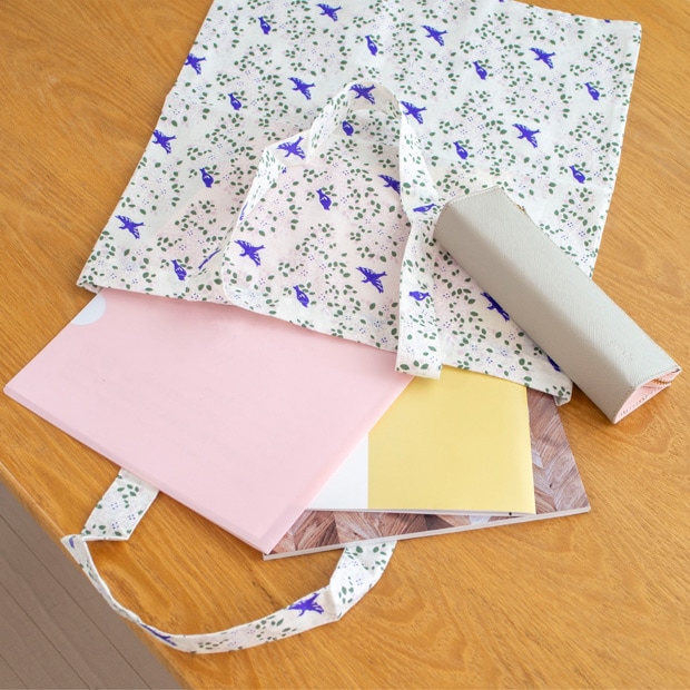 トートバッグ インド綿 ブロックプリント 35×39cm A4トートバッグ 縦型 マチなし 軽量 おしゃれ sotlight ソットライト POTPURRI ポトペリー キーウィ ウサギ 鳥