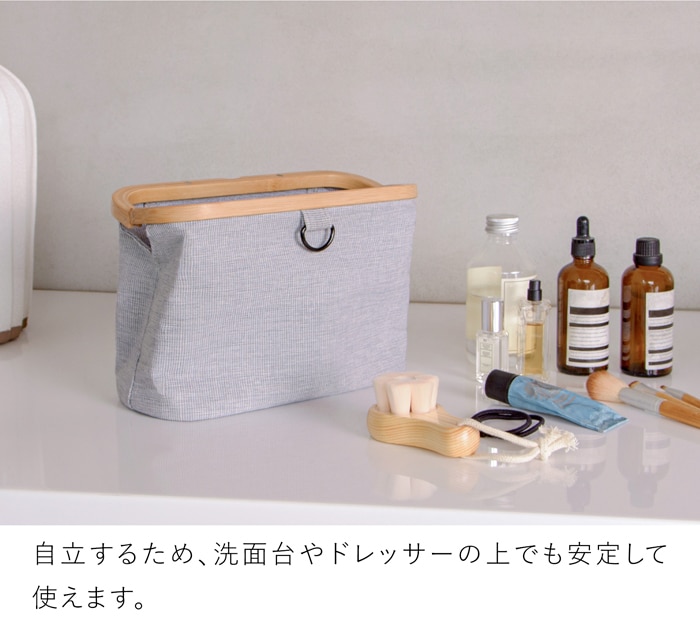 Gudee グディ トイレタリーバッグ トラベルポーチ 化粧ポーチ 木製 竹 バンブー 布 軽量 大容量 Uroki Toiletry bag