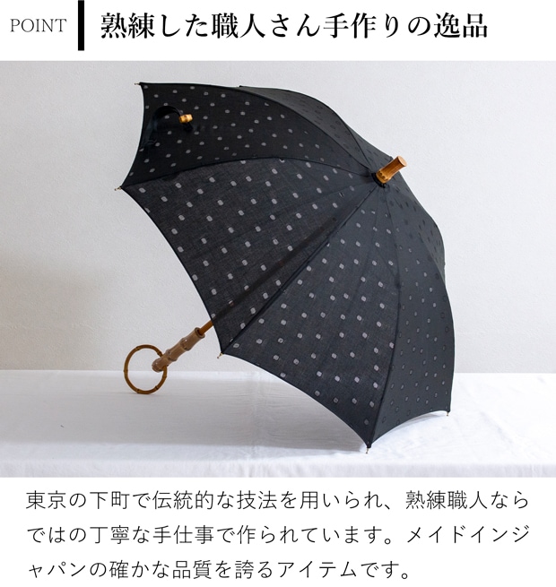 シュールメール 日傘 SUR MER 水玉 透かし柄 ブラック 綿 コットン 竹輪っか 長傘 折りたたみ傘 日本製 UVカット 紫外線防止 シュルメール