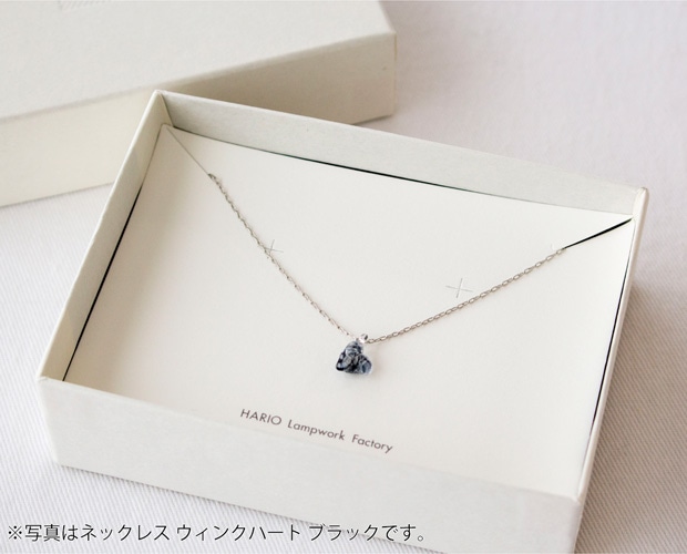 ハリオ ネックレス ウィンクハート ホワイト ハート型 ガラス製 HARIO Lampwork Factory 手作り 日本製
