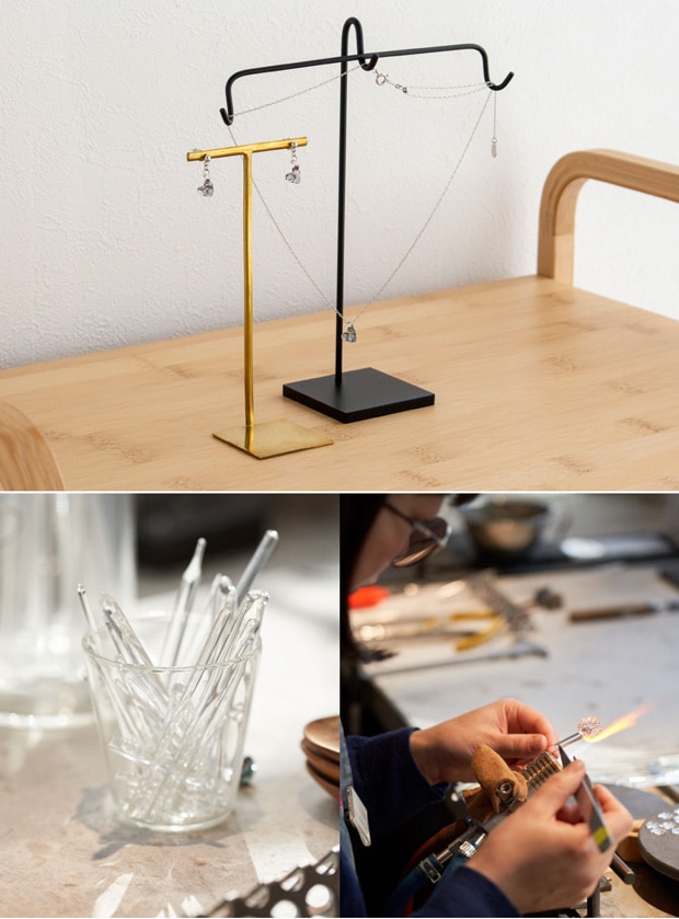 ハリオ ピアス ウィンクハート ブラック ハート型 ガラス製 HARIO Lampwork Factory 手作り 日本製 小ぶり