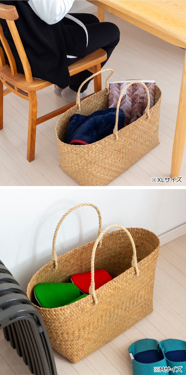 かごバッグ M サイアム カチュー 水草 天然素材 手編み ハンドメイド 収納バスケット かご収納 ナチュラル トートバッグ Siam