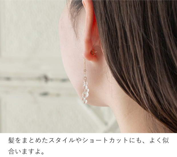 ハリオ ピアス 渚 tane 天然石 ガラス製 HARIO Lampwork Factory 手作り 日本製