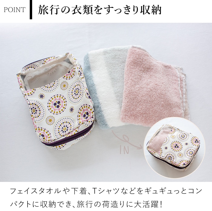 パッキングキューブ S 衣類 仕分け トラベルポーチ 旅行用 収納 軽量 布製 旅行グッズ レディース 印花楽 inBlooom 台湾雑貨