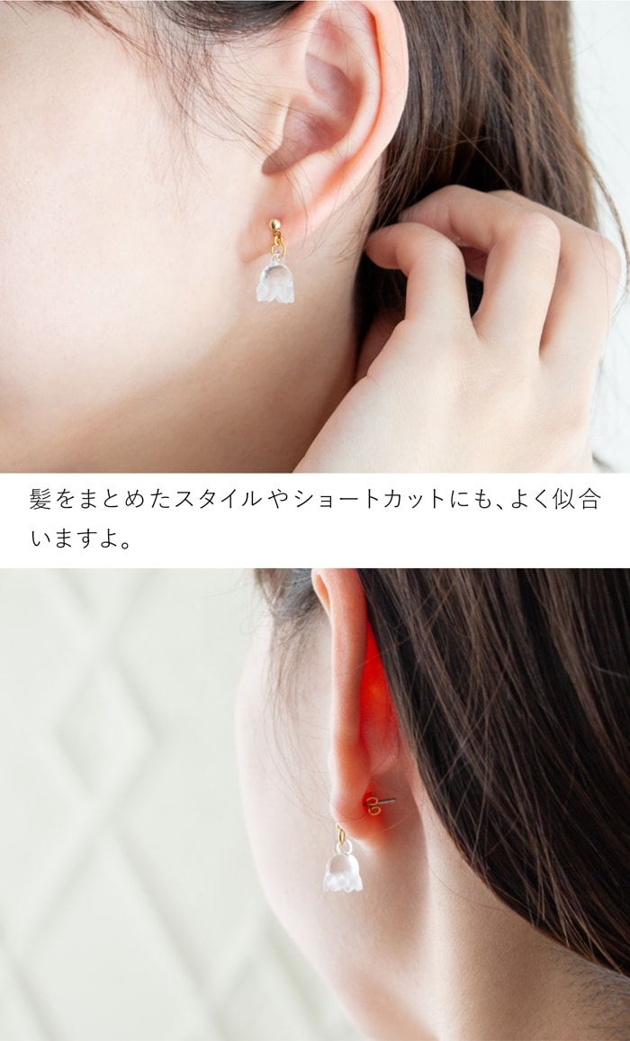 ハリオ ピアス スノーフレーク ガラス製 HARIO Lampwork Factory 手作り 日本製 ハリオランプワークファクトリー