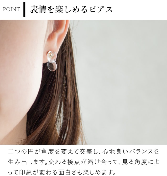 ハリオ バーズワーズ ピアス ポイント ミニ クリア ガラス製 小ぶり HARIO Lampwork Factory 手作り 日本製 BIRDS’ WORDS ハリオランプワークファクトリー