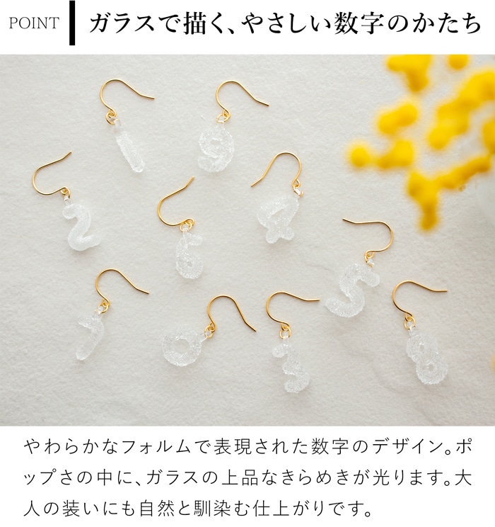ハリオ ソウソウ ピアス 片耳用 そすう 数字 ガラス製 HARIO Lampwork Factory 日本製 ハリオランプワークファクトリー SOU・SOU SO-SU-U